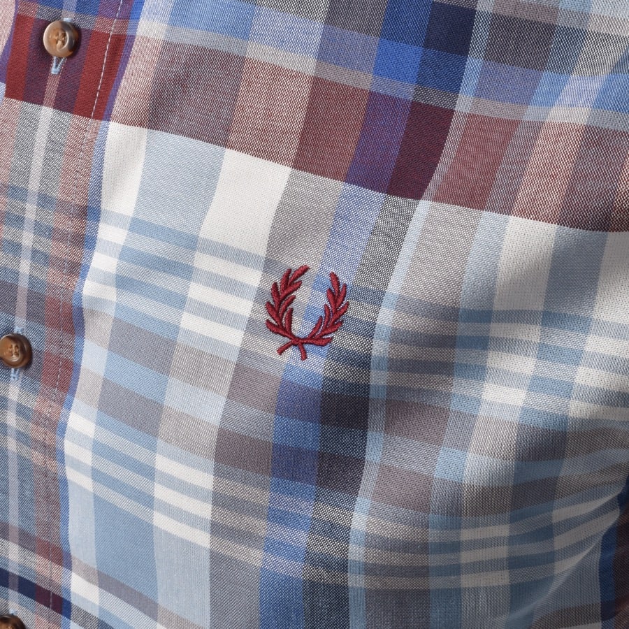 Alternative Image for ProductFred Perry Tartan Short Sleeved Shirt Blue3